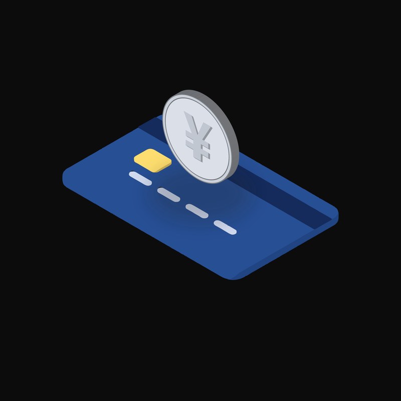 Japanese Yen Floating Over a Credit Card - illustration from Crypto & Currency Credit Card Float