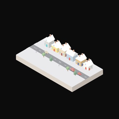 Terraced Housing Row - illustration from Isometric City Scene Illustrations