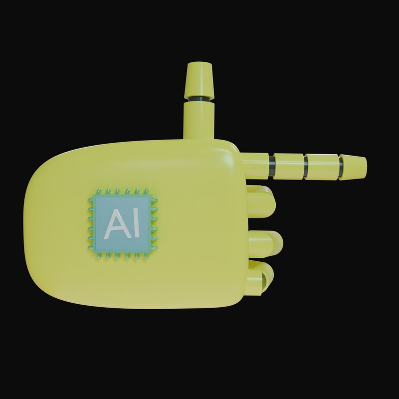 Yellow Pointing Right Robot Hand 3D Icon - 3D icon from Robot Hand Gestures 3D Icons