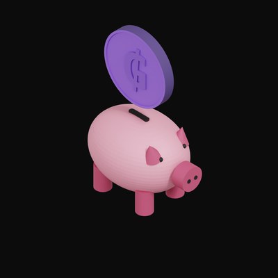 Paraguayan Guarani Floating Over a Piggy Bank - 3D icon from Crypto & Currency Piggy Bank Float