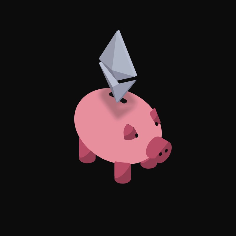 Ethereum Floating Over a Piggy Bank - animated icon from Crypto & Currency Piggy Bank Float