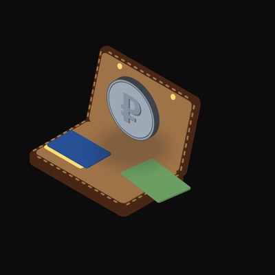 Russian Ruble Floating Over a Wallet - illustration from Crypto & Currency Wallet Float