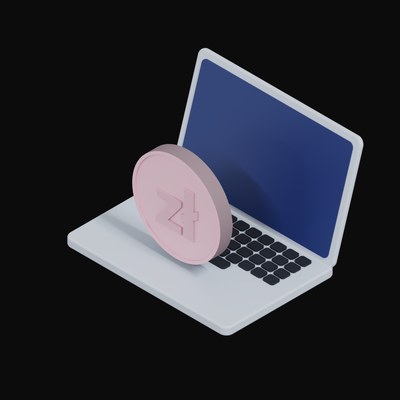 Polish Zloty Floating Over a Laptop - 3D icon from Crypto & Currency Laptop Float