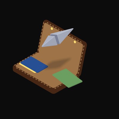 Ethereum Floating Over a Wallet (Back) - illustration from Crypto & Currency Wallet Float