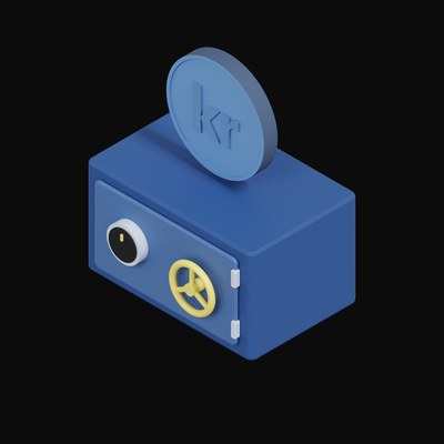 Norwegian Krone Floating Over a Safe - 3D icon from Crypto & Currency Safe Float