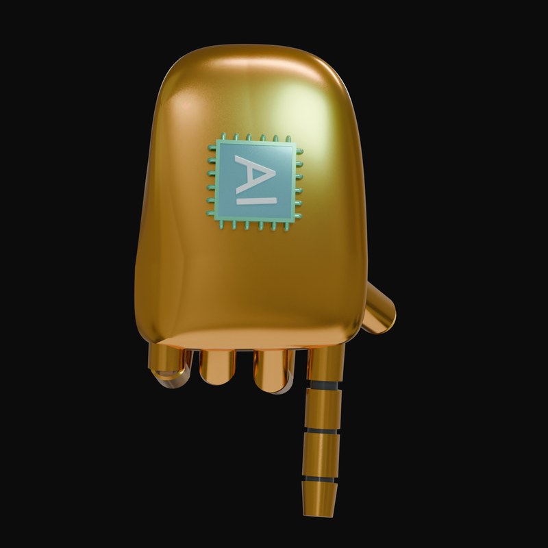 Bronze Pointing Down Robot Hand 3D Icon - 3D icon from Robot Hand Gestures 3D Icons