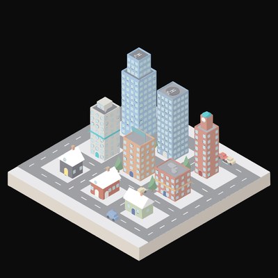 Old Town Meets Downtown - illustration from Isometric City Scene Illustrations