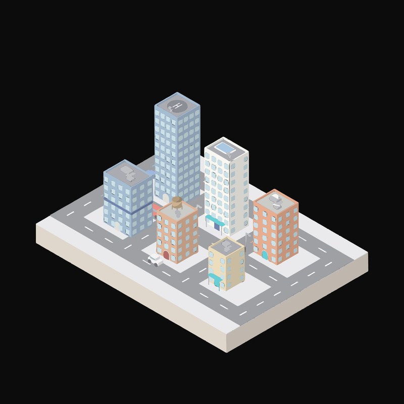 Compact Corner Block - illustration from Isometric City Scene Illustrations