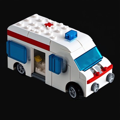 Toy Brick Ambulance - Plastic 2 - 3D icon from Toy Brick Vehicles - Plastic