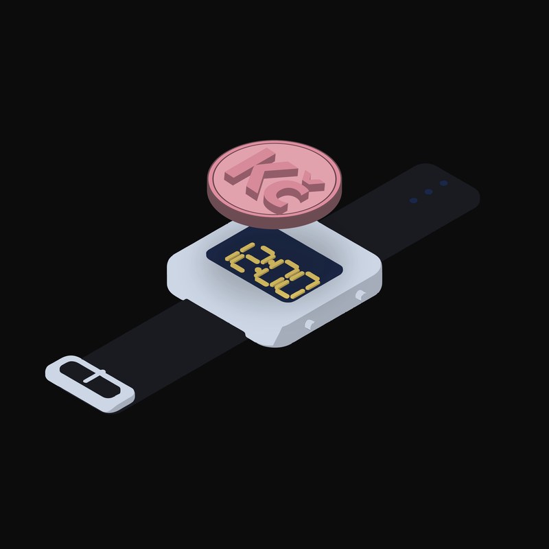 Czech Koruna Floating Over a Watch (Back) - animated icon from Crypto & Currency Watch Float