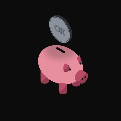 OKB Floating Over a Piggy Bank - animated icon from Crypto & Currency Piggy Bank Float