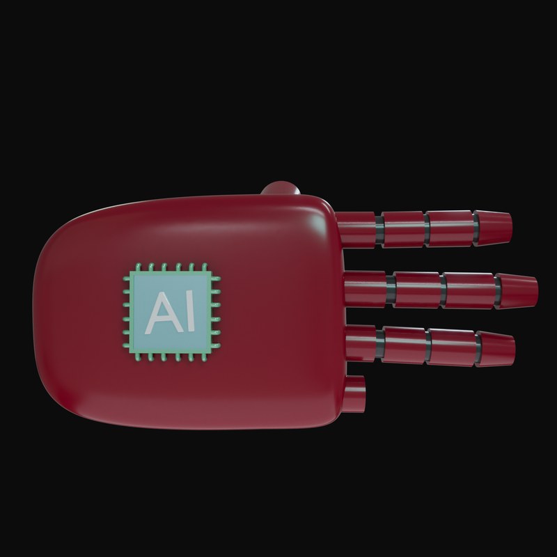 Burgundy Three Fingers Robot Hand 3D Icon - 3D icon from Robot Hand Gestures 3D Icons