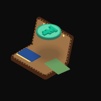 Tether Floating Over a Wallet (Back) - illustration from Crypto & Currency Wallet Float