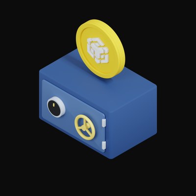 BNB Floating Over a Safe - 3D icon from Crypto & Currency Safe Float