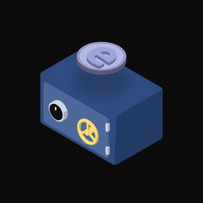Ethena USDe Floating Over a Safe (Back) - animated icon from Crypto & Currency Safe Float
