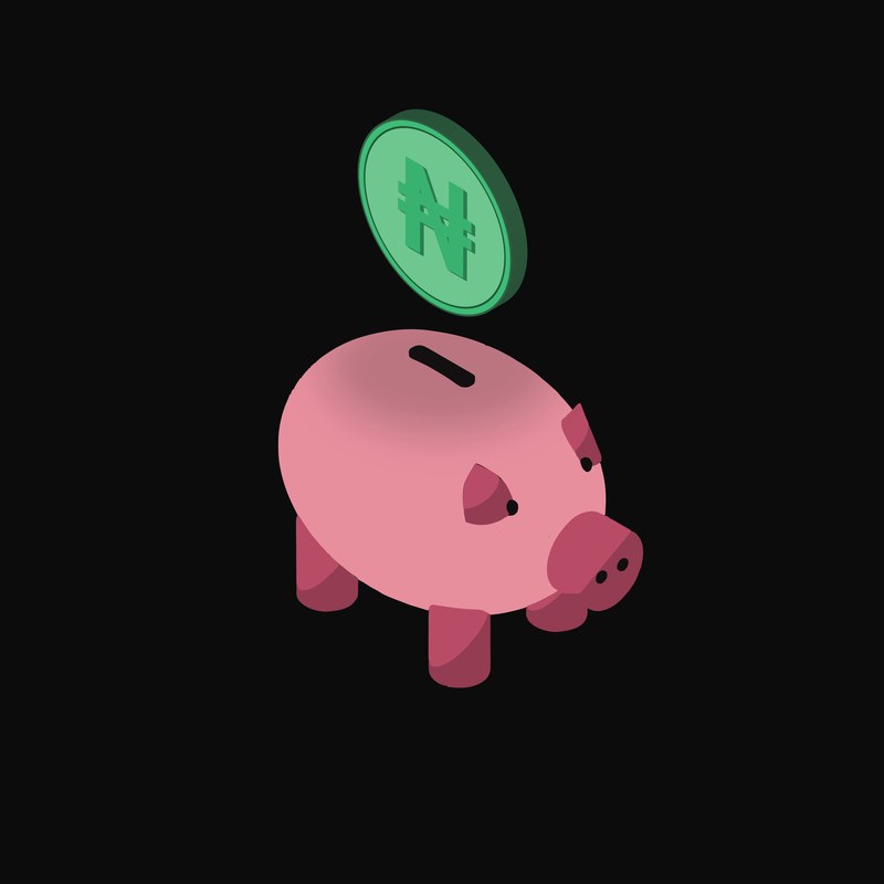 Nigerian Naira Floating Over a Piggy Bank - animated icon from Crypto & Currency Piggy Bank Float