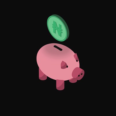 Nigerian Naira Floating Over a Piggy Bank - animated icon from Crypto & Currency Piggy Bank Float