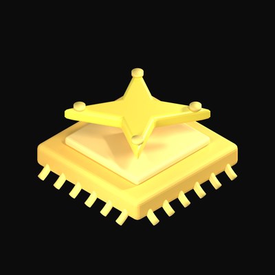 Gold AI Sparkle Chip 3D Icon - 3D icon from AI Chips and Processors 3D