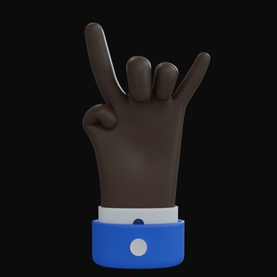 Black Rock On Business Hand 3D Icon - 3D icon from Business Hand Gestures 3D Icons