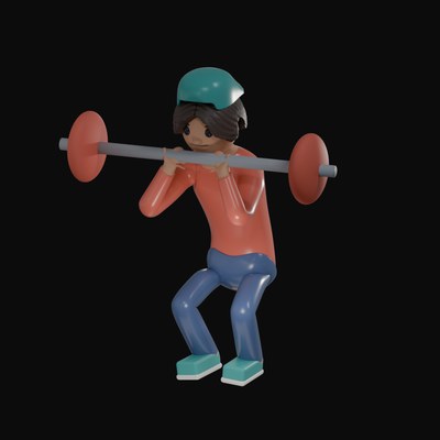 Man Front Racking a Power Clean - 3D icon from Gym Workout Pose Figures 3D Icons
