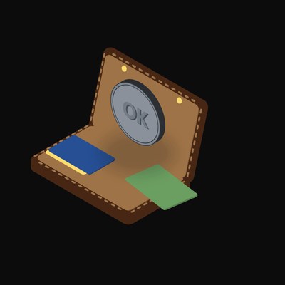 OKB Floating Over a Wallet - illustration from Crypto & Currency Wallet Float