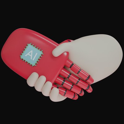 Crimson AI Handshake 3D Icon - 3D icon from AI Handshake 3D Icons