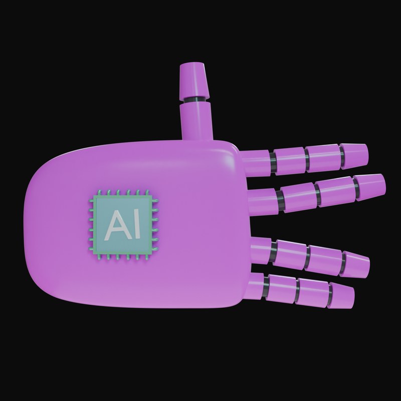 Magenta Split Finger Salute Robot Hand 3D Icon - 3D icon from Robot Hand Gestures 3D Icons