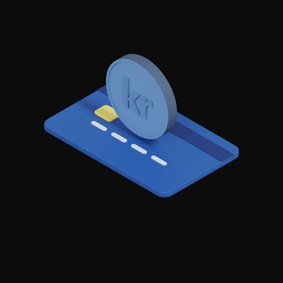 Norwegian Krone Floating Over a Credit Card - 3D icon from Crypto & Currency Credit Card Float