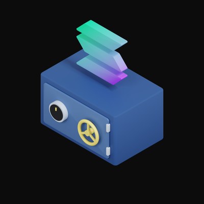 Solana Floating Over a Safe - 3D icon from Crypto & Currency Safe Float