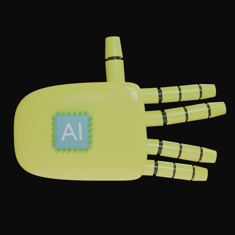 Yellow Split Finger Salute Robot Hand 3D Icon - 3D icon from Robot Hand Gestures 3D Icons