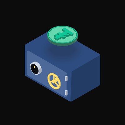 Tether Floating Over a Safe (Back) - animated icon from Crypto & Currency Safe Float