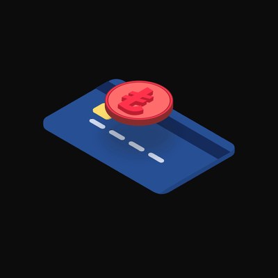 Turkish Lira Floating Over a Credit Card (Back) - animated icon from Crypto & Currency Credit Card Float