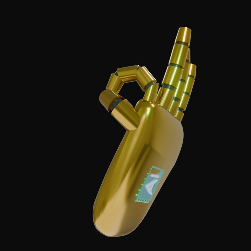 Gold OK Sign Robot Hand 3D Icon - 3D icon from Robot Hand Gestures 3D Icons