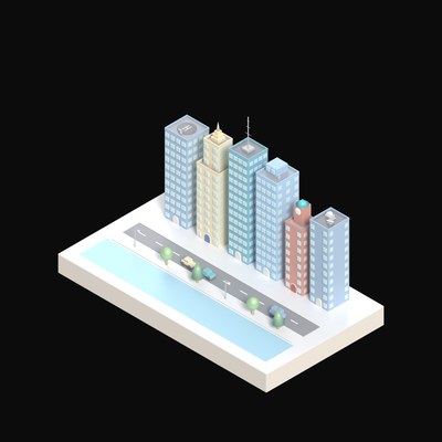 Riverside Metropolis - 3D icon from City Scenes