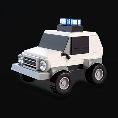 Toy Brick Police Car - Plastic 2 - 3D icon from Toy Brick Vehicles - Plastic