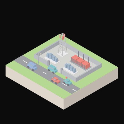 Cell Tower Macro Site - illustration from Isometric AI Infrastructure Scene Icons