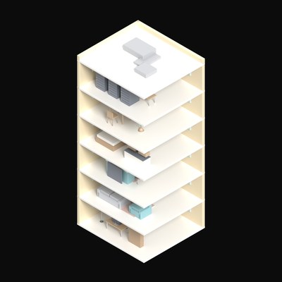 Cutaway Office Building - 3D icon from Clay Buildings & Cottages