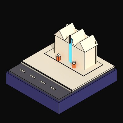 Spireless Concrete Chapel with a Single Glazed Slot - 3D icon from Neo Brutalist Scenes