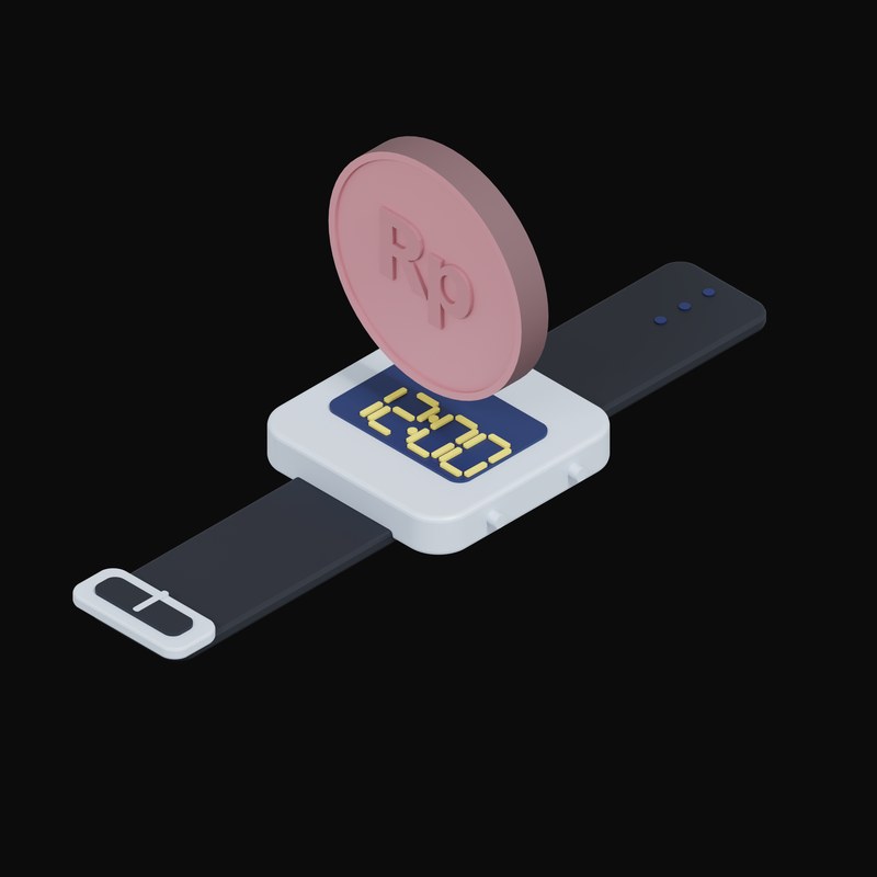 Indonesian Rupiah Floating Over a Watch - 3D icon from Crypto & Currency Watch Float