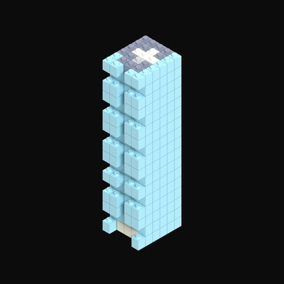 Toy Brick Corporate Tower with Rooftop Helipad - 3D icon from Toy Brick City