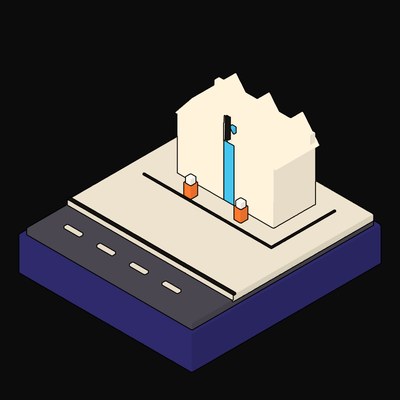 Spireless Concrete Chapel with a Single Glazed Slot - illustration from Neo Brutalist Scenes Icons