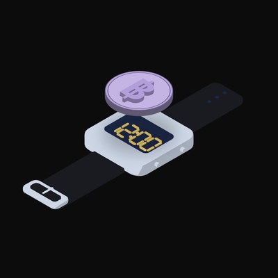 Thai Baht Floating Over a Watch (Back) - illustration from Crypto & Currency Watch Float