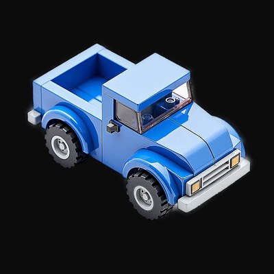 Blue Toy Brick Pickup Truck - Plastic - 3D icon from Toy Brick Vehicles - Plastic