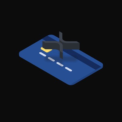 XRP Floating Over a Credit Card (Back) - animated icon from Crypto & Currency Credit Card Float