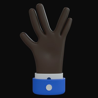 Black Split Finger Salute Business Hand 3D Icon - 3D icon from Business Hand Gestures 3D Icons