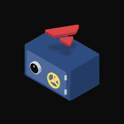 Avalanche Floating Over a Safe (Back) - animated icon from Crypto & Currency Safe Float