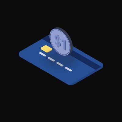 World Liberty USD Floating Over a Credit Card - animated icon from Crypto & Currency Credit Card Float