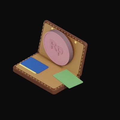 Indonesian Rupiah Floating Over a Wallet - 3D icon from Crypto & Currency Wallet Float