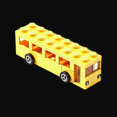Yellow Toy Brick City Bus - Plastic 2 - 3D icon from Toy Brick Vehicles - Plastic