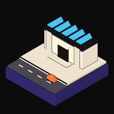 Pink Enclosed Shopping Concourse Lit by Rooflights - illustration from Neo Brutalist Scenes Icons